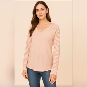 Feminine Mesh Sleeve Blush Top – Small